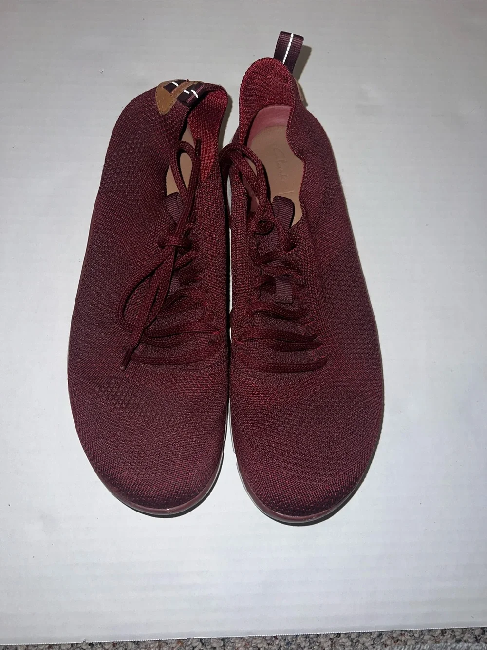 Clarks Knit Lace-Up Athletic Sneakers - White, Burgundy, Black, Navy